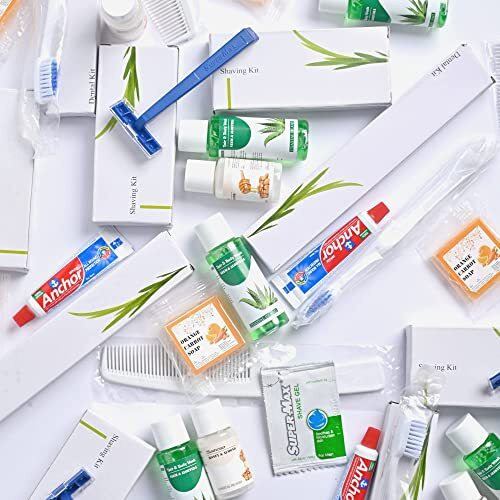 Sevenhills Toiletries 50 Sets Hotel Accessories,Guest House Kit,Guest Room Amenities,Marriage Guest Toiletry Kit Hospital Kit Zipper Pouch 9 X 6 Inch (50 Sets)
