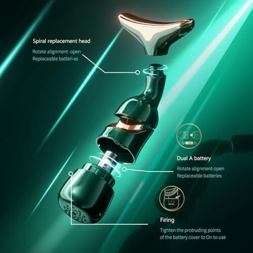 Alwafli Face Slimming And Uplift Wand Anti Wrinkles 3-In-1 Beauty Massager For Face Neck Eyes Thermal And Vibration Technologies For Skin Care Glowing Smooth And Tightening Skin (Green)