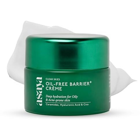 Asaya Barrier+ Oil-Free Moisturizer | Niacinamide, Hyaluronic Acid & Ceramides | With Dendriclear For Acne-Prone Skin | Fights Active Acne & Prevents Breakouts | Strengthens Skin Barrier | Lightweight, Non-Greasy & Hydrating | Cica For Soothing & Oil Control | For Men & Women | Oily, Dry Skin | 50G