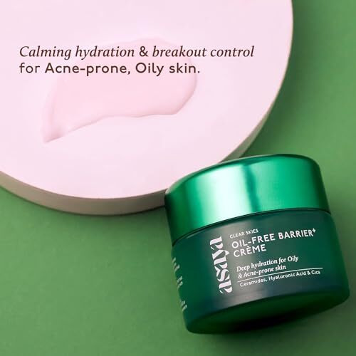 Asaya Barrier+ Oil-Free Moisturizer | Niacinamide, Hyaluronic Acid & Ceramides | With Dendriclear For Acne-Prone Skin | Fights Active Acne & Prevents Breakouts | Strengthens Skin Barrier | Lightweight, Non-Greasy & Hydrating | Cica For Soothing & Oil Control | For Men & Women | Oily, Dry Skin | 50G
