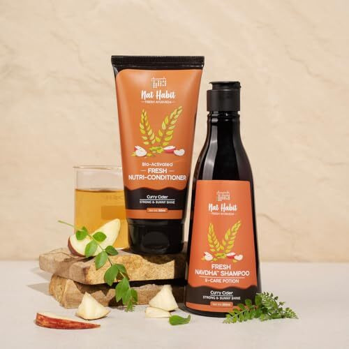 Nat Habit Curry Cider Shampoo And Conditioner For Women & Men, Soft And Shiny Hair, Sulphate Free Hydration Kit