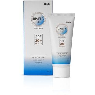 Cipla Rivela Gel Spf30+ Sunscreen Gel | Non-Sticky Finish | For Normal To Oily Skin | 60Gm, 1 Count