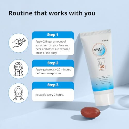 Cipla Rivela Gel Spf30+ Sunscreen Gel | Non-Sticky Finish | For Normal To Oily Skin | 60Gm, 1 Count