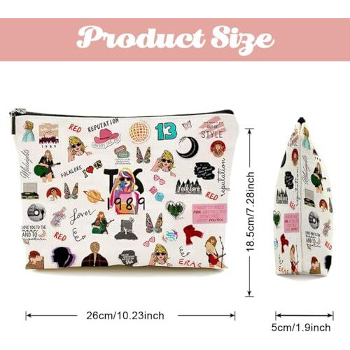 Maycreate Taylor Swi*T Makeup Pouch Cotton Makeup Bag For Women Girls, Fashion Taylor Print Makeup Organizer Bag, Cosmetic Makeup Bag For Travel, Ts Merch Music Fans Gifts