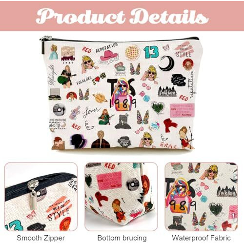 Maycreate Taylor Swi*T Makeup Pouch Cotton Makeup Bag For Women Girls, Fashion Taylor Print Makeup Organizer Bag, Cosmetic Makeup Bag For Travel, Ts Merch Music Fans Gifts
