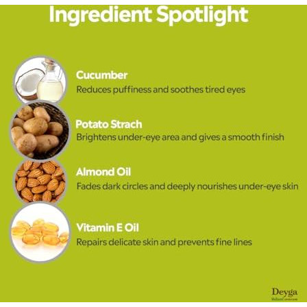 Deyga Under Eye Cream (15 Gm) | Lightens Dark Circles | Reduces Puffiness & Fine Lines | Chemical-Free | Suits Men And Women | Reduces Dark Circles, Wrinkles, And Fine Lines