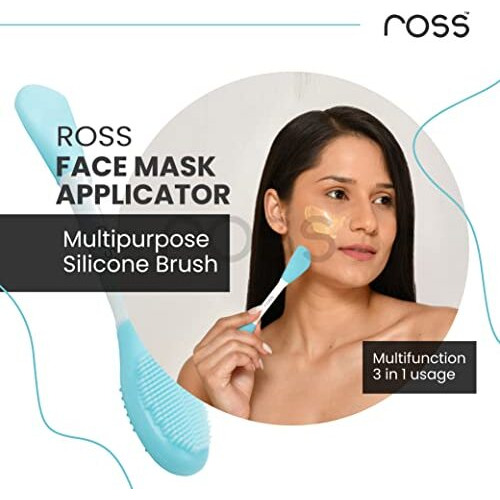 Ross Silicone Face Mask Applicator & Lip Facial Cleansing Brush Made With Ultra Hygienic Soft Silicone Bristle For Gentle Exfoliation (Turquoise)