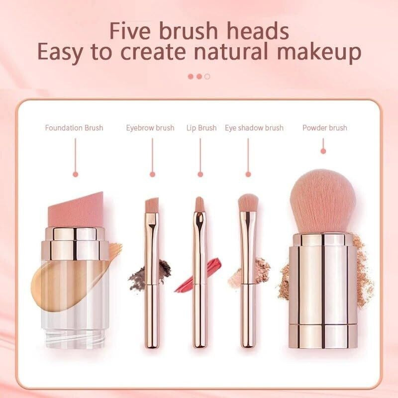 Urbanmac 5 In 1 Makeup Brush Set Professional Convenience Travel Size (Pack Of 5)