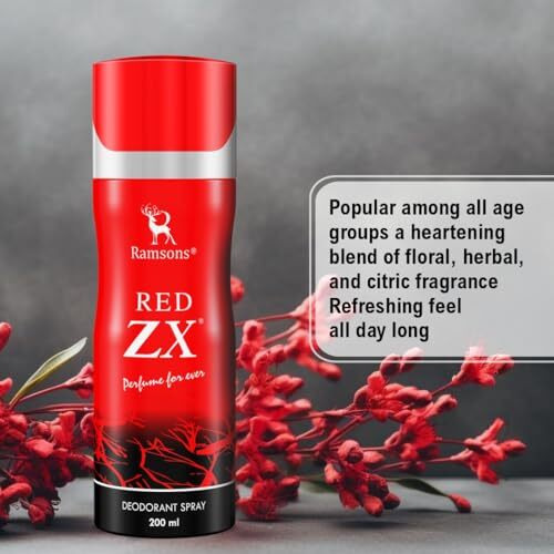Ramsons - Red Zx Deodorant Spray 200 Ml | Body Perfume For Men | Tn - Bergamot, Lemon, Lavender, Rosemary, Basil, Mint | Mn - Carnation, Jasmine, Allspice | Bn - Musk, Amber, Cedar, Patchouli, Mossy