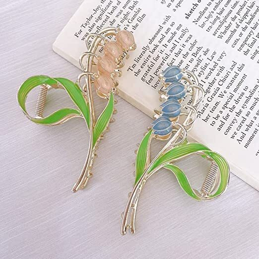 Gracious Mart Big Fancy Metal Non-Slip Hair Clip, Large Jaw Clips, For Women Thin Thick Curly Hair Clips Sparkly Hold Hair Jaw Clips Cute (Lotus Pink)