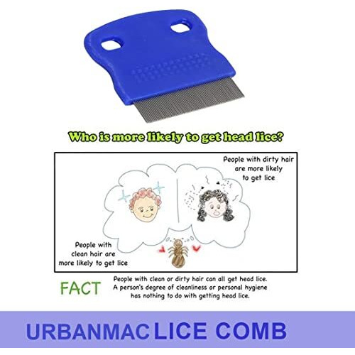 Urbanmac Small Teeth Stainless Steel Comb | Combs For Head Lice, Nit & Egg Removal With Long Fine Metal Teeth (Multicolor) Plastic Handle Brush-School Kids & Women