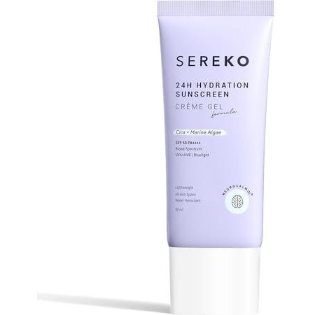 Sereko Sunscreen Spf 50 Pa++++ Creme Gel With Zero White Cast For Women & Men | 24Hrs Hydration, Quick Absorbing & Non Greasy | Uva+Uvb & Blue Light Protection | Suitable To All Skin Type