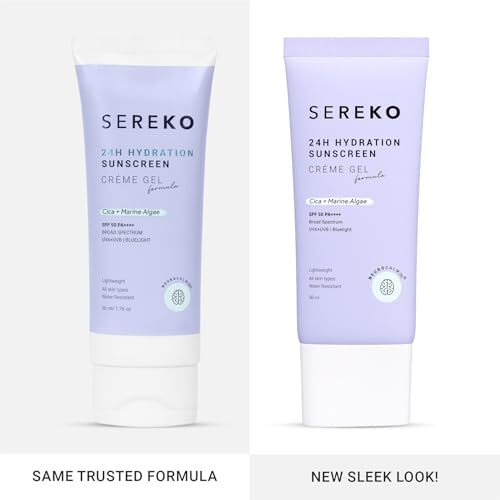 Sereko Sunscreen Spf 50 Pa++++ Creme Gel With Zero White Cast For Women & Men | 24Hrs Hydration, Quick Absorbing & Non Greasy | Uva+Uvb & Blue Light Protection | Suitable To All Skin Type