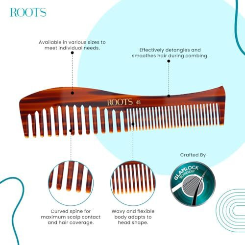 Roots - Classic Brown Dressing Comb - Hair Comb For Men And Women - Style Your Hair Hassle-Free - Light Weight For Healthy & Stylish Hair - Pack Of 1-48