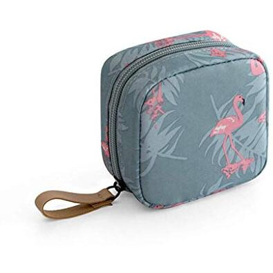 House Of Quirk Polyester Makeup Bag Lazy Cosmetic Bag Travel Toiletry Bag Cosmetic Make Up Organizer Waterproof Travel Accessories For Women And Girls (Grey Flamingo),W-5 Cm, Small