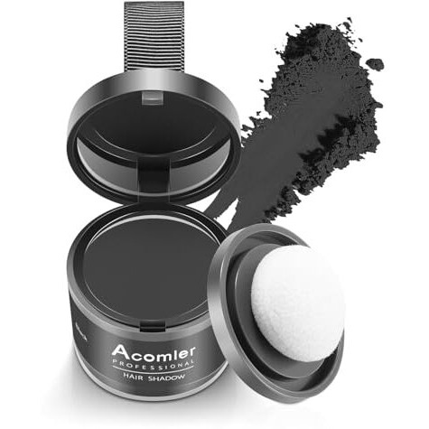 Zarjew Hairline Powder For Women & Men  Black Root Touch-Up & Hair Shading Powder With Puff Applicator  Covers Bald Spots, Thinning Hair, Eyebrows, Beard  Long-Lasting, Matte Finish  4G X 1 (Black)