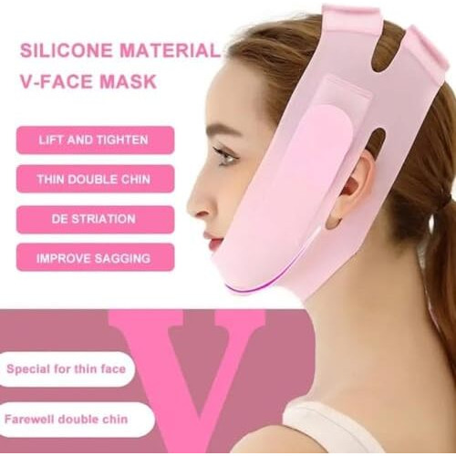 Cubiz Silicone V-Line Lifting Chinstrap, V-Line Mask, Chinstrap For Sleeping, Reusable Face Strap, Chin Up Patch, V-Shaped Belt, Shaped Face Mask For Sagging, Jaw Exerciser(Face Lift Up Belt)