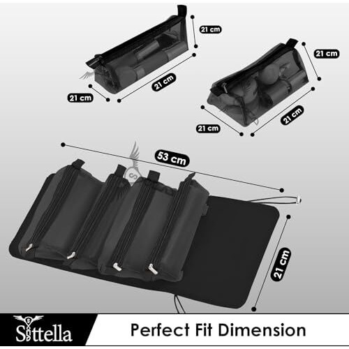 Sittella Polyester 4 In 1 Foldable Hanging Cosmetic Storage Toiletry Bag For Women Travel (Black)