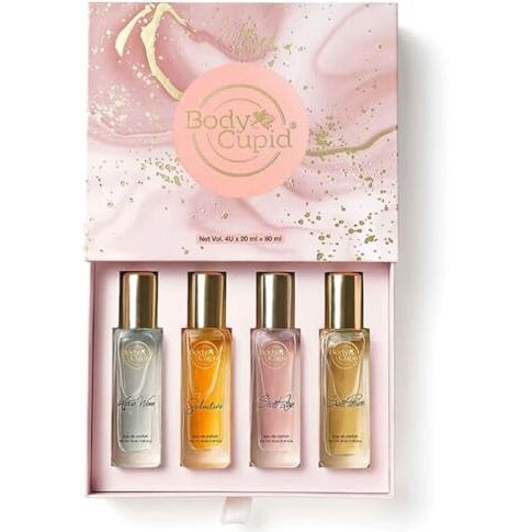 Body Cupid Luxury Perfume Gift Set For Women 4X20 Ml, Long Lasting Premium Fragrances, Aqua Wave, Secret Love, Seductive, Sweet Passion, 80 Ml - Spray