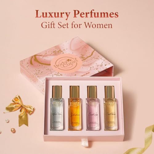 Body Cupid Luxury Perfume Gift Set For Women 4X20 Ml, Long Lasting Premium Fragrances, Aqua Wave, Secret Love, Seductive, Sweet Passion, 80 Ml - Spray