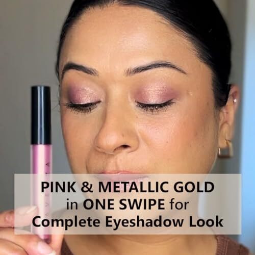 Lavenza Color Pop - Liquid Eyeshadow | Vegan, Silicone & Talc Free, Long Lasting, Smudge Proof | Mineralised Makeup | 3.5 Ml (Pink & Metallic Gold)