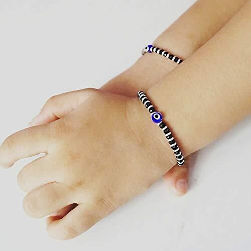 Kukshya Jewellers Exclusive 925 Evil Eye Nazariya Bracelet With Black & Silver Beads (Crystal) For Baby Boys & Girls 5 Inch + Adjust (Kids Evil Eye)