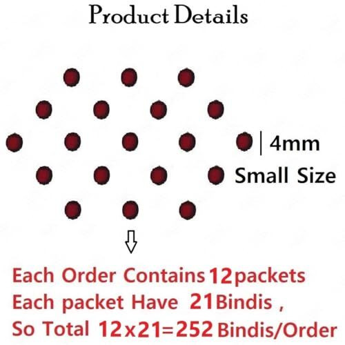 Vama Fashions Premium Velvet Round Shape Black Border Sticker Sketch Kumkum Dark Maroon Bindi For Women - 12 Cards (4Mm Maroon Small Bindi)