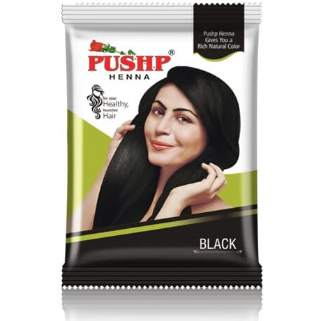 Pushp Henna Kali Mehandi 10Gm Each (Pack Of 10) Black Henna Powder | Mehandi Powder | Kali Mehandi For Hair | Natural Mehandi Powder For Hair | Plant Based Natural Henna Powder For Men And Women