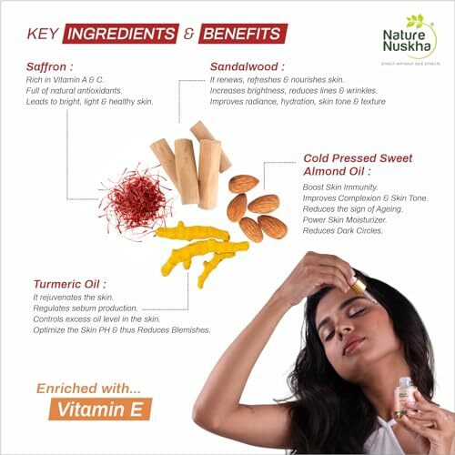 Nature Nuskha Real Kumkumadi Oil 25Ml-Anti-Ageing Face Serum With Niacinamide, Folic Acid, Vitamins E & C-For Men And Women-Kumkumadi Tailam-Reduces Dark Spots, Evens Skin Tone, Improves Brightness,Makes Skin Soft And Supple