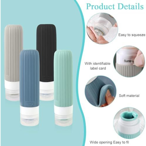 Maycreate 8Pcs Travel Bottles 90Ml /40Ml Silicone Toiletries Bottles Face Cream Jars Bottle Leakingproof Refillable