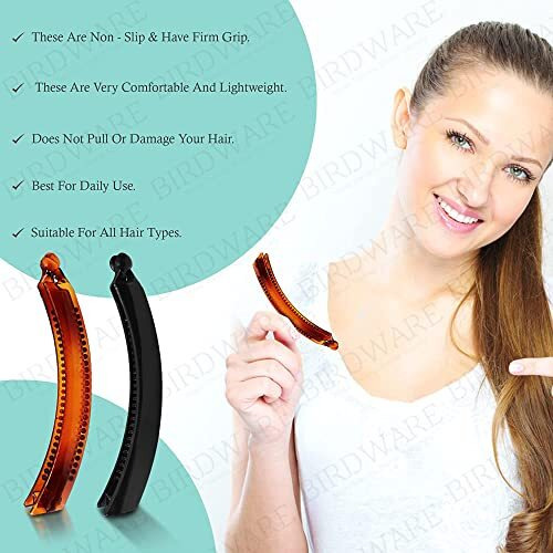Birdware 4 Pcs Banana Clips For Big Size Hair Accessories Banana Clips For Hair
