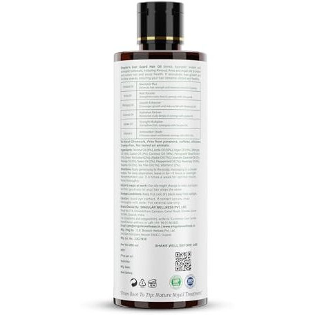 Singular Ever Guard Hair Oil For Men & Women | Hair Growth & Hair Fall Control | Cold-Pressed Blend Of Argan, Almond, Bhringraj, Rosemary Oil & Vitamin E - 200Ml