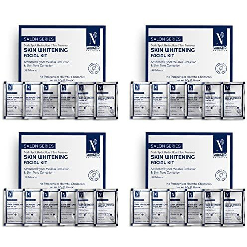 Nutriglow Natural's Advanced Pro Formula Skin Whitening Facial Kit For Skin Tone Coreection, Hyper Melanin Reduction, 10Gmx6 Each, Pack Of 4
