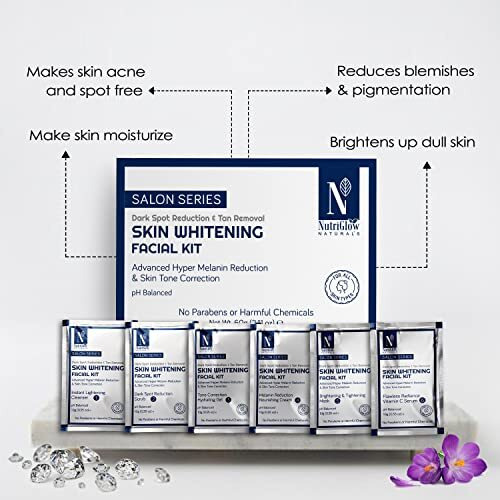 Nutriglow Natural's Advanced Pro Formula Skin Whitening Facial Kit For Skin Tone Coreection, Hyper Melanin Reduction, 10Gmx6 Each, Pack Of 4