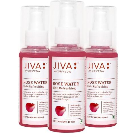 Jiva Rose Water - 100Ml (Pack Of 3) | Pure Gulab Jal | Skin Toner For Glowing Skin | For All Skin Types, Natural Skin Toner, Provides Glow And Freshness