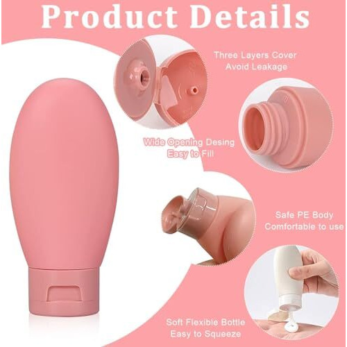 Carrot - Travel Bottles For Toiletries Refillable Plastic Travel Containers Dispenser With Lid Small Leak Proof Empty Squeeze Bottles Kit For Toiletries, Cream, Shampoo, Lotion (Pack Of 3)