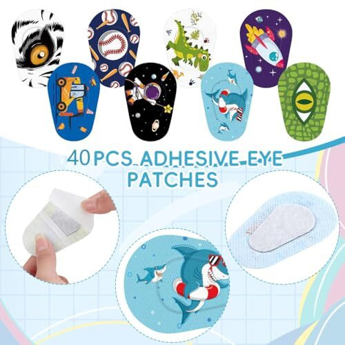 Hannea 40Pcs Eye Patches For Kids, Cartoon Breathable Cotton Adhesive Eye Patch For Kids After Surgery Adhesive Non-Woven Fabric Eye Patches For Lazy Eye, Eye Cover For Eyesight Correction