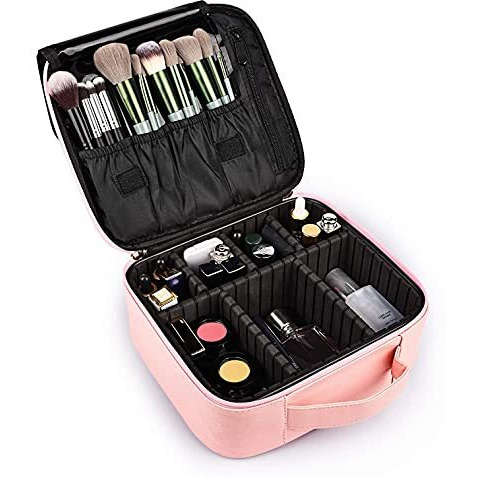 Seagull Flight Of Fashion Cosmetic Bag, Makeup Organizer Bag For Home & Travel,Vanity Bag With Dividers For Brushes,Toiletries, Cosmetics 26 X 23 X 9 Cm - Rose Gold Pu