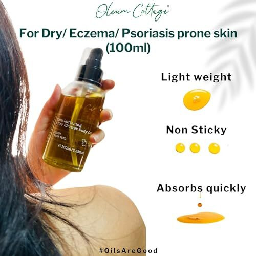 Oleum Cottage After Shower Body Oil, 100Ml | Non-Sticky Bath Oil For Dry, Sensitive Skin | Cold Pressed Hemp Seed Oil For Eczema, Psoriasis Prone Skin