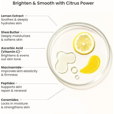 Wildoak Candid Lemon Shea Butter Sugar Body Scrub | 300Gm | With Collagen & Peptides | Tan Removal | Lightens Dark Area Like Neck & Elbows | Smoothen Bumpy Legs & Hands | Hydrating & Exfoliating Scrub