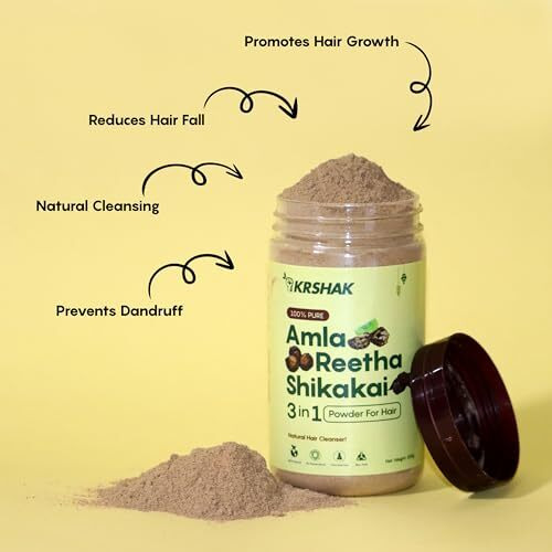 Krshak Amla Reetha Shikakai Mix Powder For Hair (400G) | 3-In-1 Natural Herbal Hair Cleanser, 100% Natural, Chemical-Free, No Preservatives (Pack Of 2)