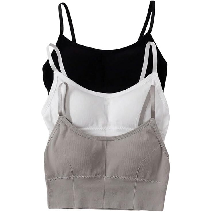 Mojmem Women Cotton Padded Wire Free Sports Bra Fitness Yoga And Gymwear, Fashionable Lifestyle, Outdoor Life, Free Size (Pack Of 3,Size 28 To 32) Multicolour