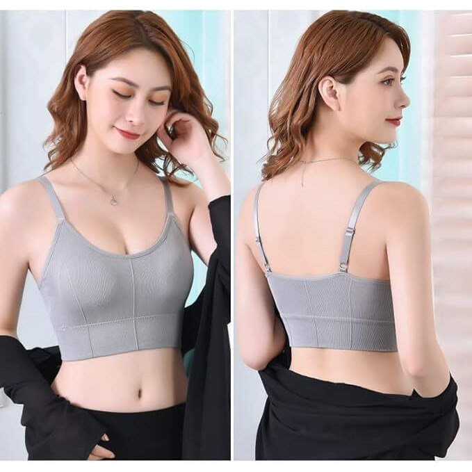 Mojmem Women Cotton Padded Wire Free Sports Bra Fitness Yoga And Gymwear, Fashionable Lifestyle, Outdoor Life, Free Size (Pack Of 3,Size 28 To 32) Multicolour