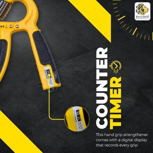 Pro365 Hand Gripper With Counter Meter And Finger Gripper Combo For Forearm, Viens & Fingers (Abs Material, Yellow), Silicone