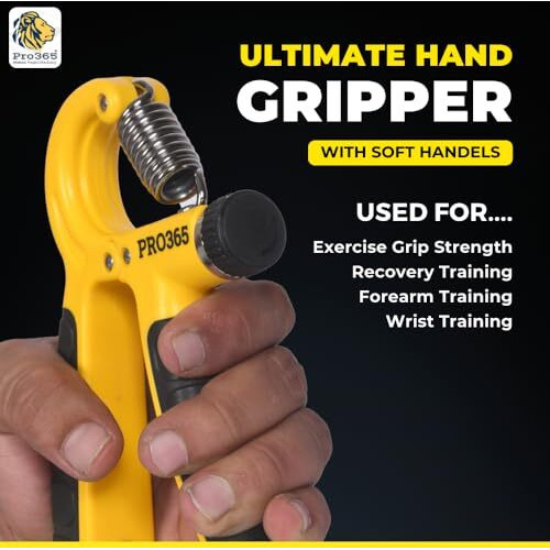Pro365 Hand Gripper With Counter Meter And Finger Gripper Combo For Forearm, Viens & Fingers (Abs Material, Yellow), Silicone