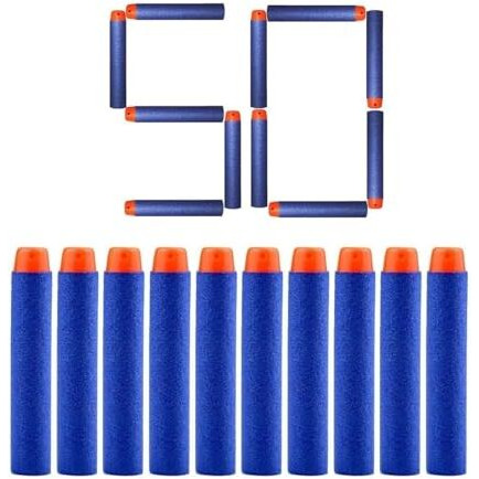 Verat Hollow Out Soft Foam Refill Darts For N-Strike Elite Series Blasters Soft Foam Refill Darts For Nerf N-Strike Elite Blasters Hollow Safe & Durable Darts Premium Foam Bullets (Blue, Pack Of 50)