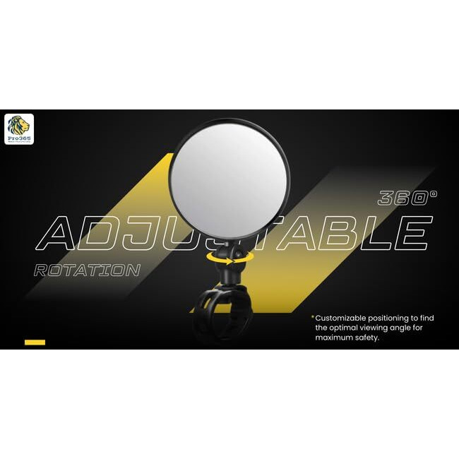 Pro365 Bicycle Rear View Mirrors 6 Months Replacement Warranty With Protective Film Adjustable 360 Handlebar Convex Mirror (2 Pieces)