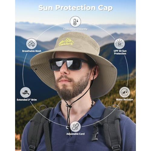 Electomania Head Caps For Men And WomenBreathable Mesh Sun Protection HatHand-Embroidered Round CapHat For Outdoor Work, Camping, Fishing (In, Alpha, Free Size, Khaki)