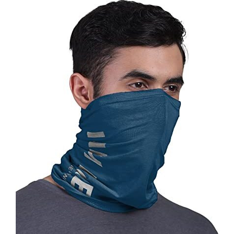 Freecultr Unisex Bamboo Bandana, Anti Microbial Super Soft & Comfort Fit, Breathable Multipurpose Headband, Face Mask For Dust Protection And Sun - Printed Pack Of 2-Black,Sapphire Blue