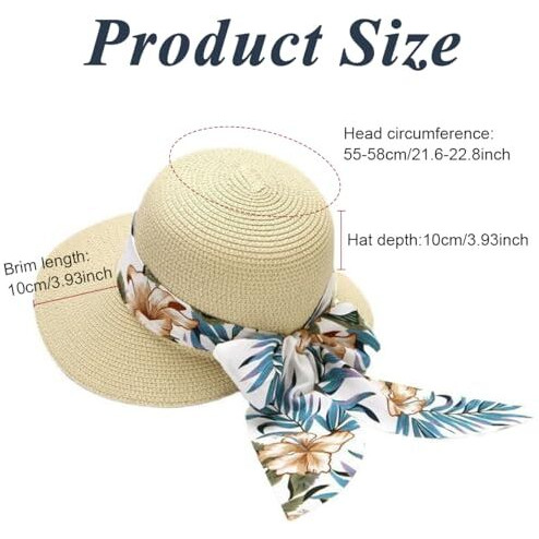 Palay Womens Hat,Straw Hat For Women Summer,Wide Brim Sun Hats For Women With Print Ribbon Fashion Beach Hats Ladies Beige Uv Protection Cap - Lightweight & Breathable